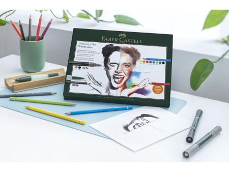 FABER-CASTELL Kit aquarelle Discovery, 12 pièces