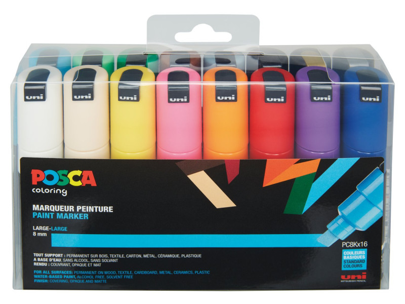 POSCA Marqueur à pigment PC-8K, étui de 16