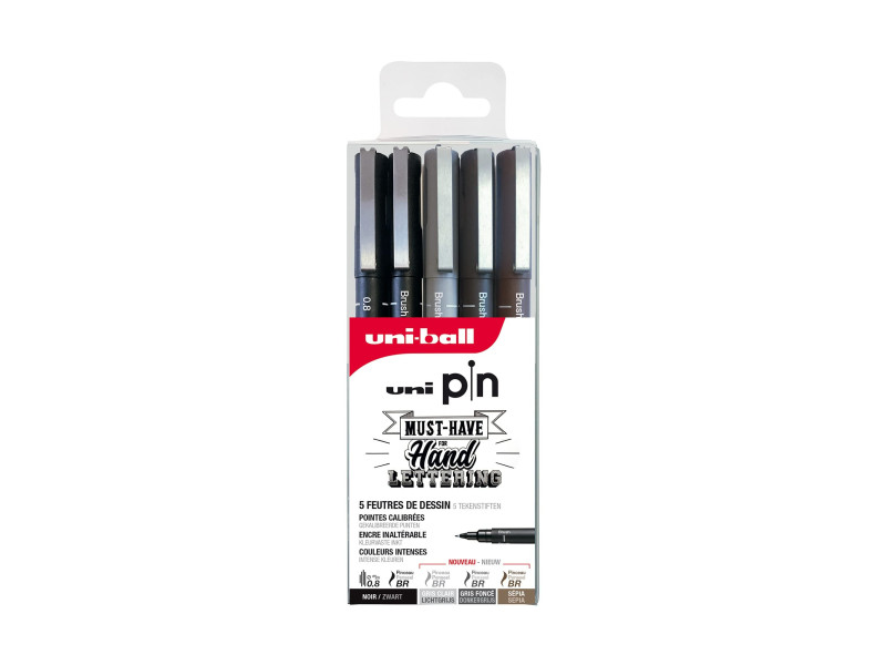 uni-ball Feutre technique PIN PF 'Lettering', set de 5