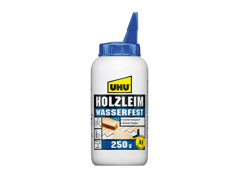 UHU colle à bois étanche D3, sans solvant, bouteille de 250g