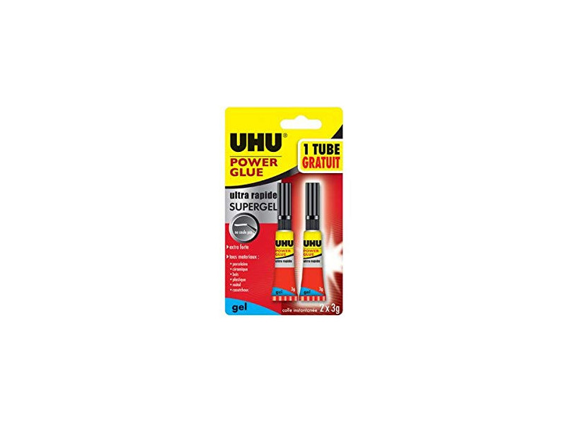 UHU Colle instantanée POWER GLUE ultra rapide SUPERGEL, 3 g