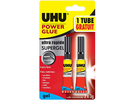 UHU Colle instantanée POWER GLUE ultra rapide SUPERGEL, 3 g