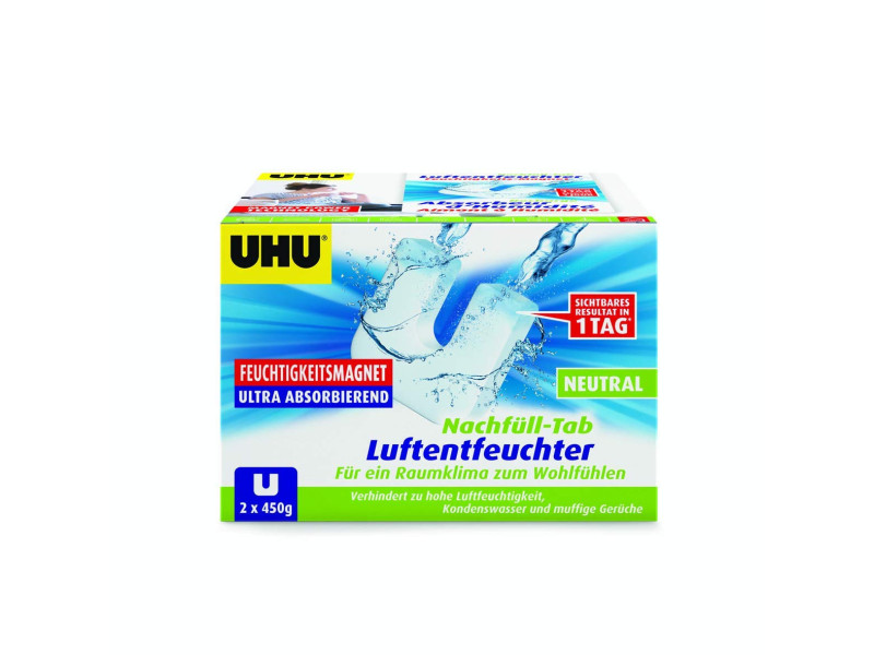 UHU Recharge NEUTRE pour absorbeur d'humidité, 2 x 450 g