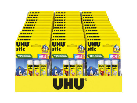 UHU Bâton de colle stic SONIC, 3 x 8,2 g, présentoir de 36