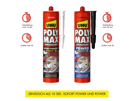 UHU Colle de montage POLYMAX POWER prise rapide, 425 g, gris