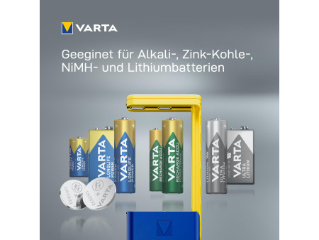 VARTA Testeur de piles, écran LCD, bleu/jaune