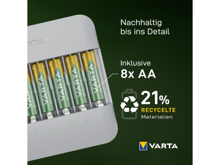 VARTA Chargeur ECO Charger Multi Recycled, 8x AA incluses