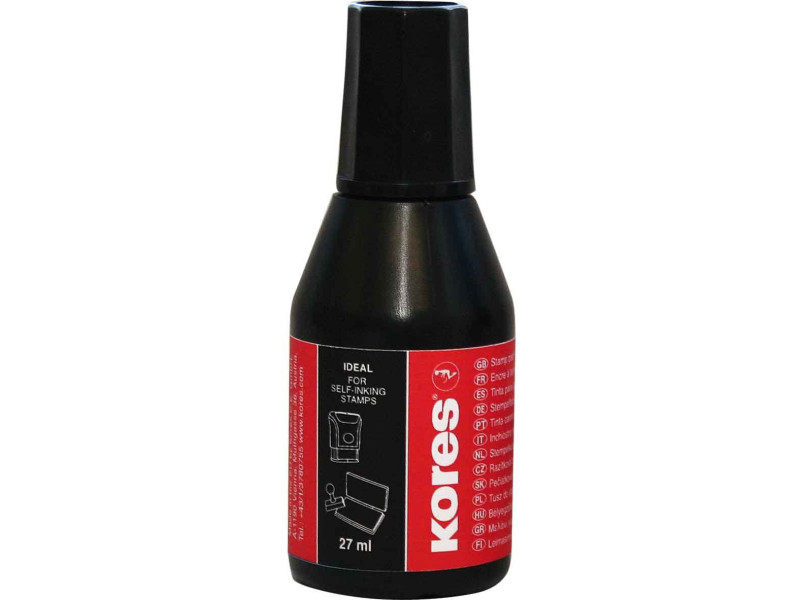 Kores Encre pour tampon encreur, contenu: 27 ml, noir