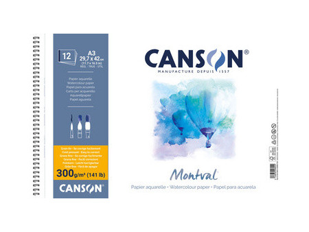 CANSON Album papier aquarelle 'Montval', 160 x 284 mm, 300 g