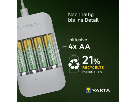 VARTA Chargeur ECO Charger Pro Recycled, avec 4x Micro AA