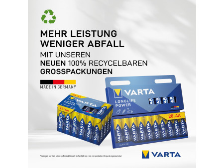 VARTA Pile alcaline 'LONGLIFE POWER', Mignon AA, 8+4