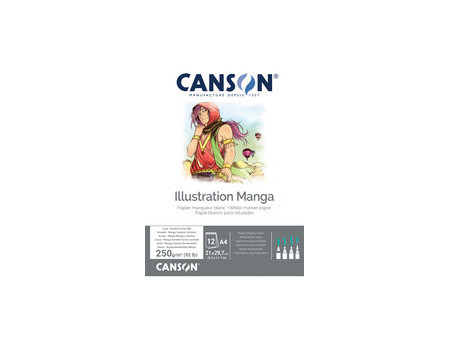 CANSON Bloc de dessin Illustration Manga, A4, 250 g/m2