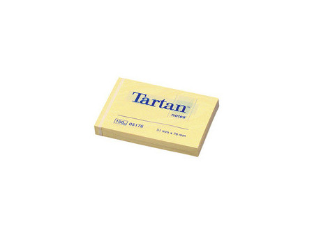 Tartan Bloc-notes repositionnable, 76 x 76 mm, jaune