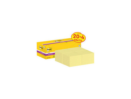 Post-it Bloc-note super sticky notes, 76 x 76 mm, 20+4