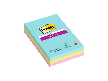 Post-it Bloc-note super sticky notes, ligné, 101 x 152 mm