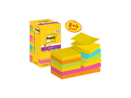 Post-it Bloc-note super sticky z-notes, 76 x 76 mm, 8+4