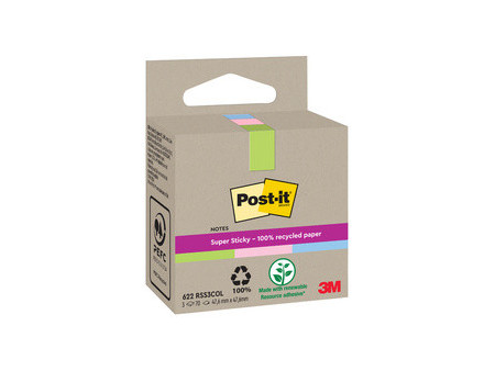 Post-it Bloc-note super sticky Recycling notes, coloré