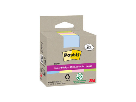 Post-it Bloc-note super sticky Recycling notes, coloré