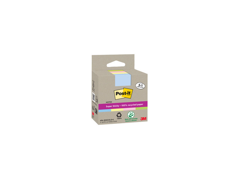 Post-it Bloc-note super sticky Recycling notes, coloré