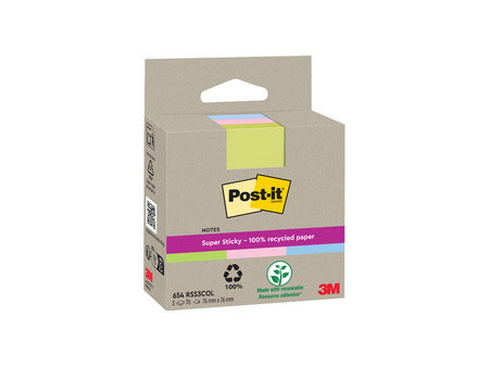 Post-it Bloc-note super sticky Recycling notes, coloré