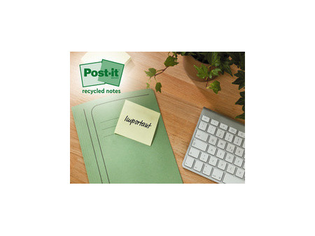 Post-it Bloc-note adhésif Recycling notes, 127x76 mm, jaune
