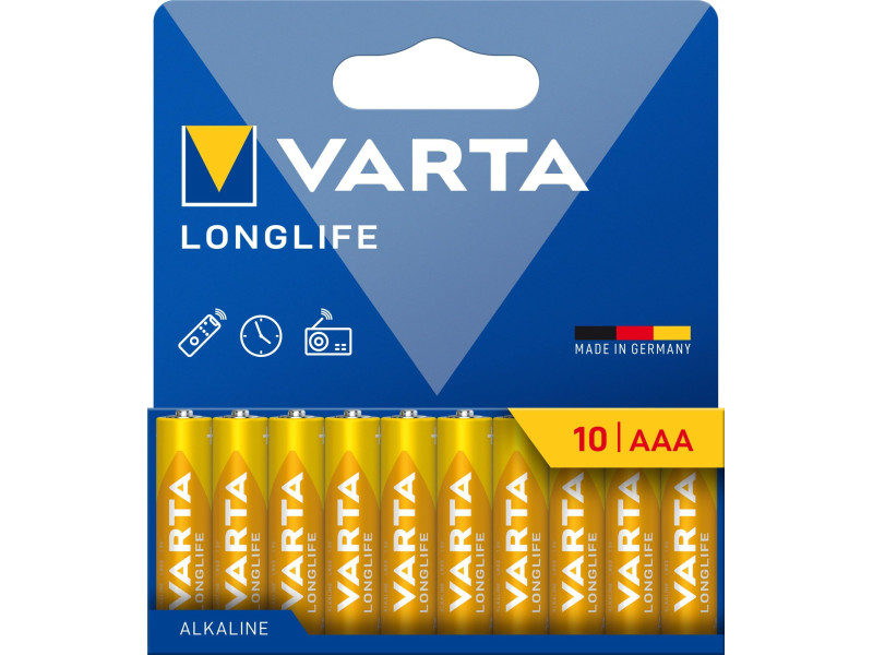 VARTA Pile alcaline 'LONGLIFE', Micro AAA, pack de 10
