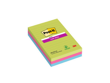 Post-it Bloc-notes super sticky notes, 125 x 200 mm, ligné