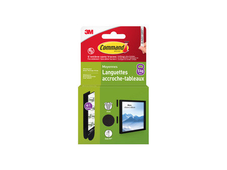 3M Command Languettes accroche-tableaux, taille: M, blanc