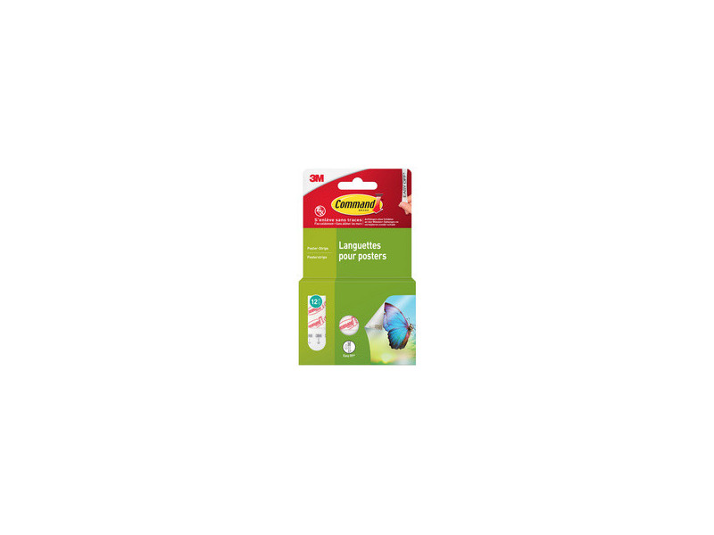 3M Command Languette autocollante pour posters, S, blanc