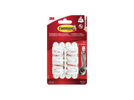 3M Command Mini-crochet, plastique, taille: S, blanc
