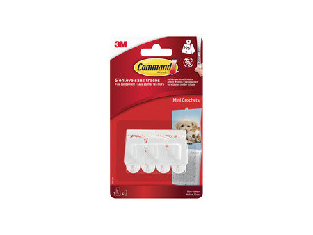 3M Command Mini-crochet, plastique, taille: S, blanc