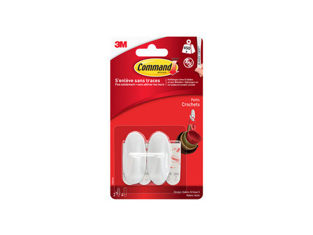 3M Command Crochet design, plastique, taille: S, blanc