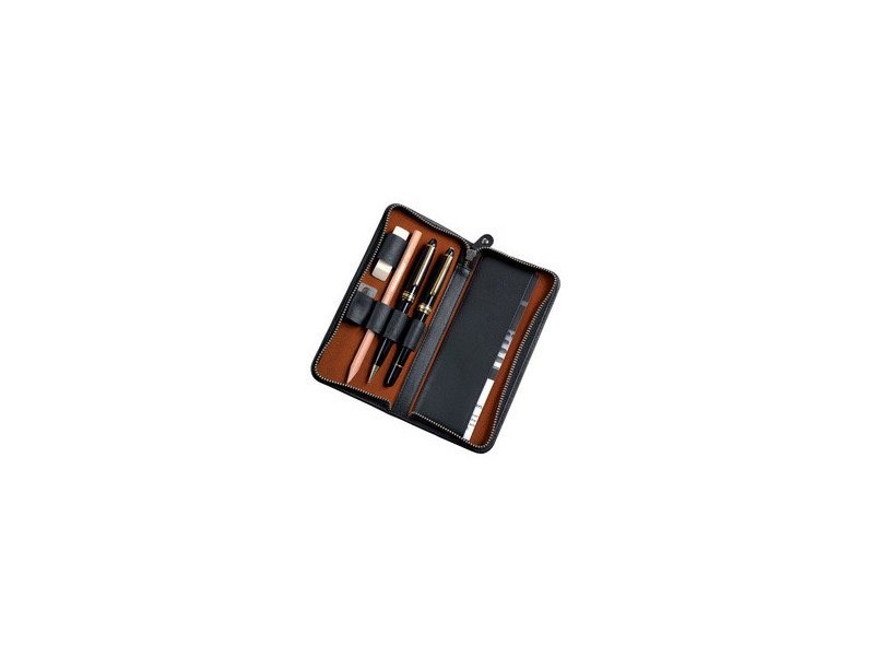 Alassio Etui pour 3 stylos, cuir, noir
