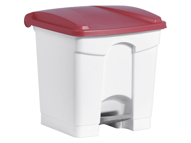 helit Poubelle à pédale 'the step', 30 litres, blanc/rouge