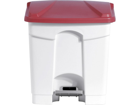 helit Poubelle à pédale 'the step', 30 litres, blanc/rouge