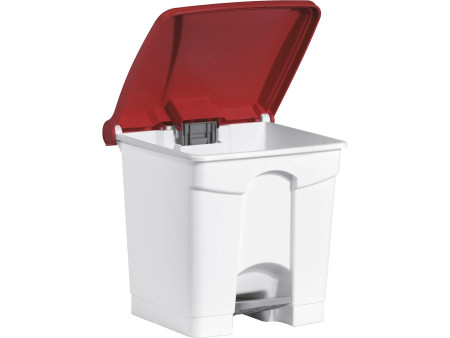 helit Poubelle à pédale 'the step', 30 litres, blanc/rouge