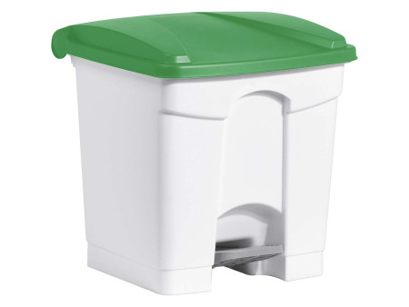 helit Poubelle à pédale 'the step', 30 litres, blanc/rouge