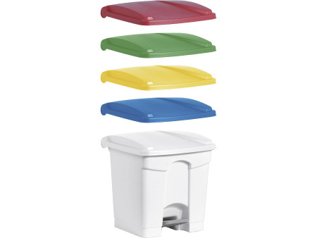 helit Poubelle à pédale 'the step', 30 litres, blanc/bleu