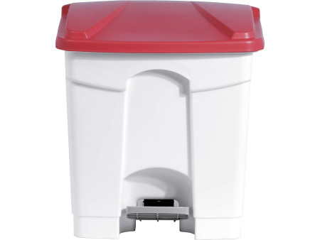 helit Poubelle à pédale 'the step', 30 litres, blanc/bleu