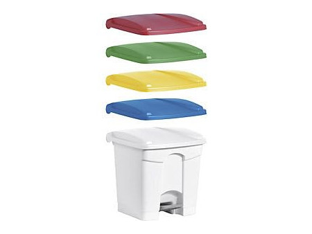 helit Poubelle à pédale 'the step', 30 litre, blanc/vert