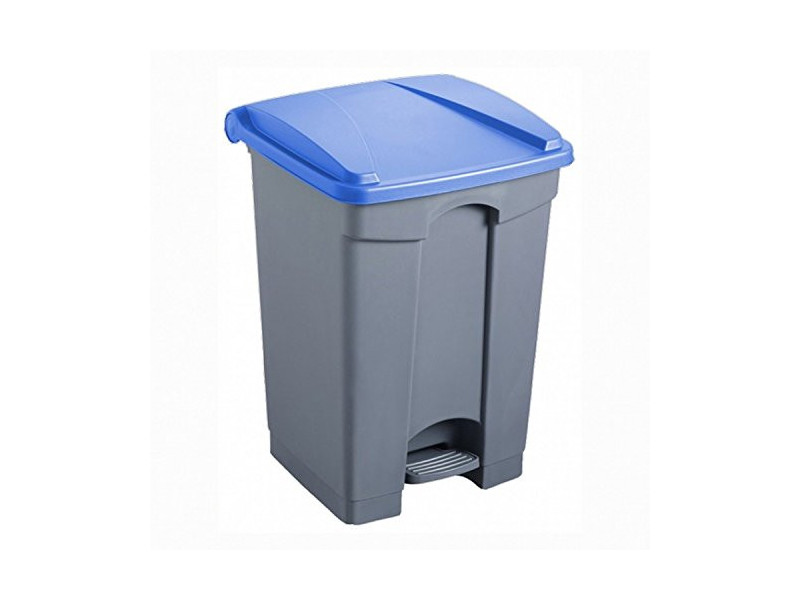 helit Poubelle à pédale 'the step', 45 litres, blanc/bleu