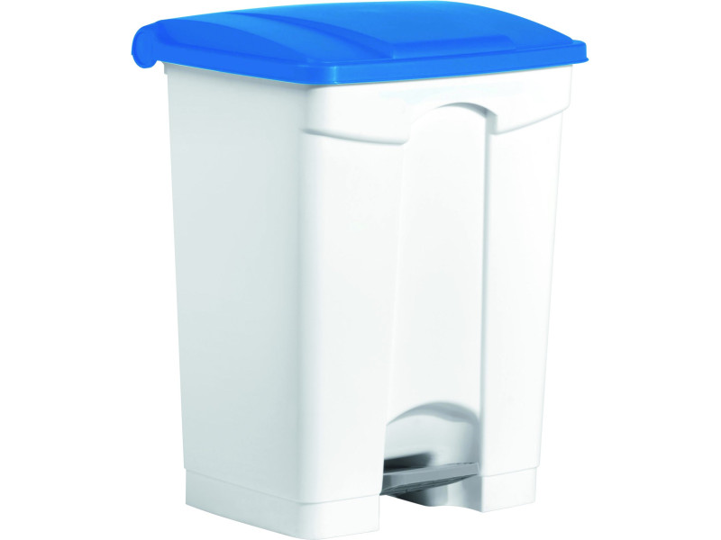 helit Poubelle à pédale 'the step', 70 litres, blanc/bleu