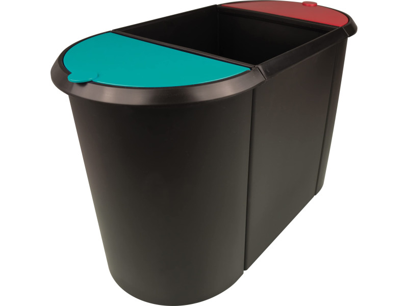 helit Corbeille à papier 'the triple', oval, PE, noir/rouge/