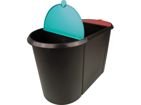 helit Corbeille à papier 'the triple', oval, PE, noir/rouge/