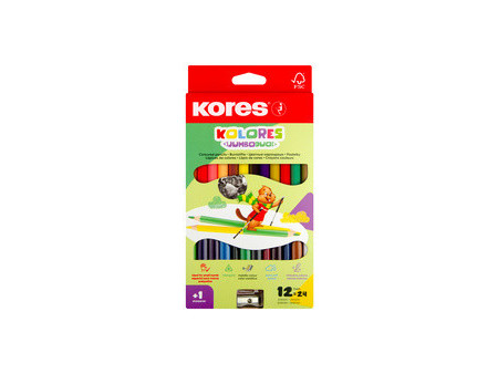 Kores Crayon de couleur Kolores JUMBO DUO, étui carton de 12