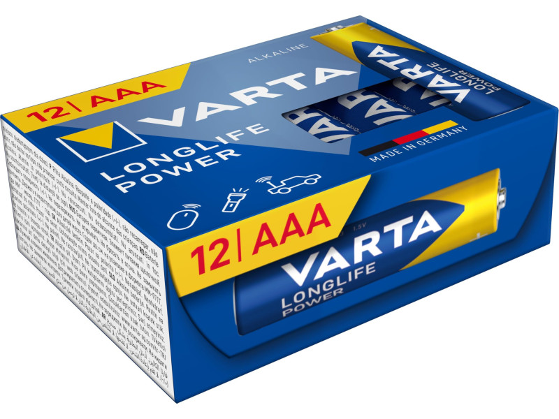 VARTA Pile alcaline Longlife Power, Micro (AAA), 12 pièces
