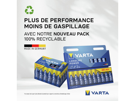 VARTA Pile alcaline Longlife Power, Mignon (AA), 24 pièces