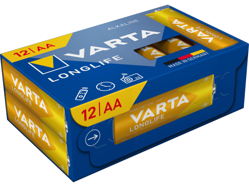 VARTA Pile alcaline Longlife, Mignon (AA), 12 pièces