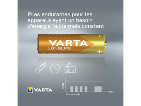 VARTA Pile alcaline Longlife, Mignon (AA), 12 pièces