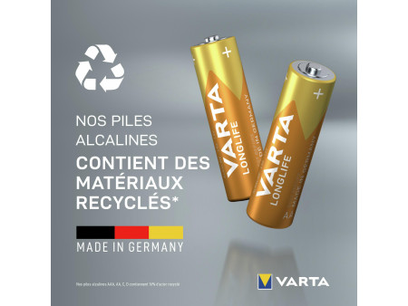 VARTA Pile alcaline Longlife, Mignon (AA), 12 pièces